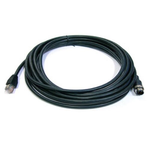 M12 D Code 4P Male to RJ45 Cable, 5 Meter, Wire: CAT5e STP 24AWG Black, IP68 Protection